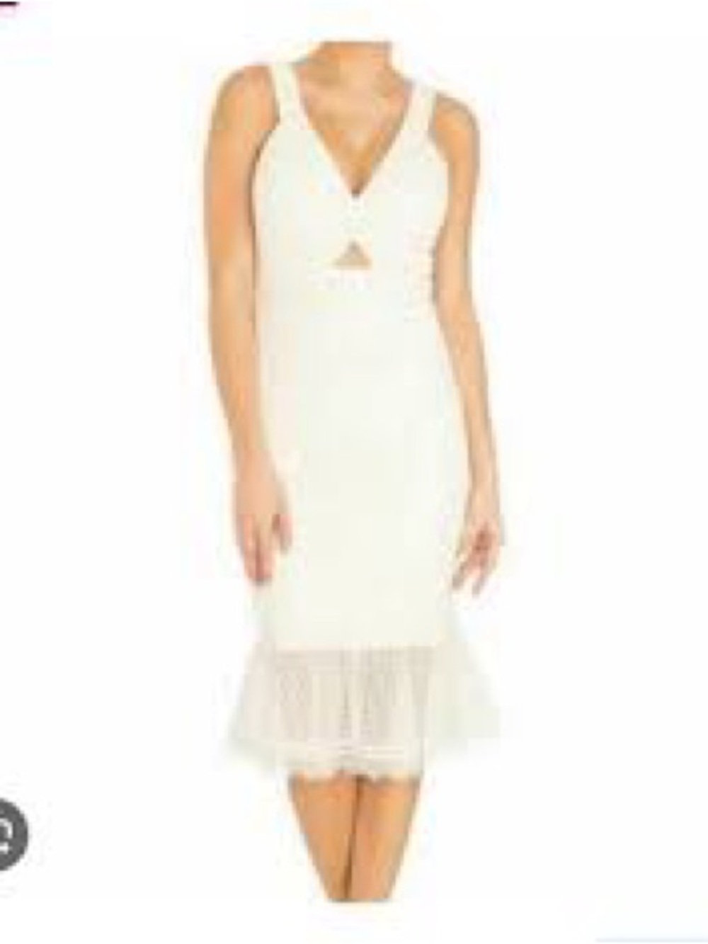 NWT. Guess, white lace Sleeveless V-Neck mermaid dress w/ Tulle Hem
